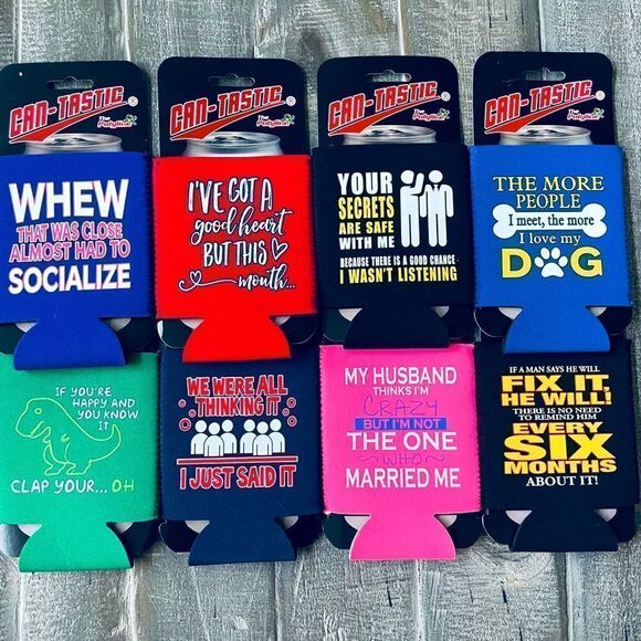 8-pc Lot Funny Humor Quote Coozie Drink Holder Bundle Lot - Picture 1 of 1